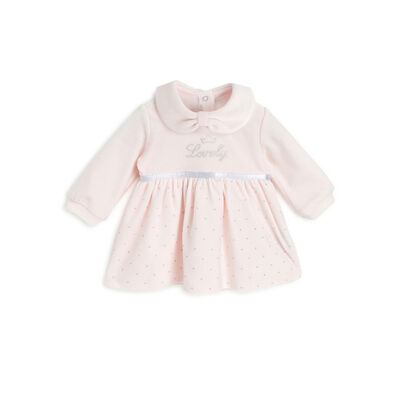 Girls Light Pink Printed Long Sleeve Dress